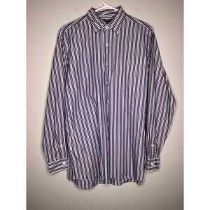 2000s Polo Ralph Lauren Marlowe Red Blue Pinstripe Patriotic Old Money Shirt M
